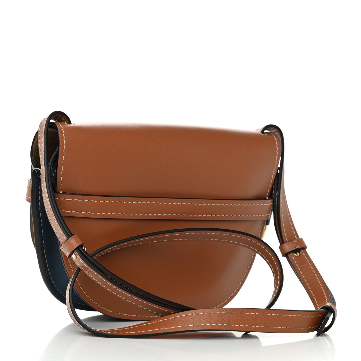 Loewe Calfskin Small Gate Crossbody Bag Tan Steel Blue 3 of 13