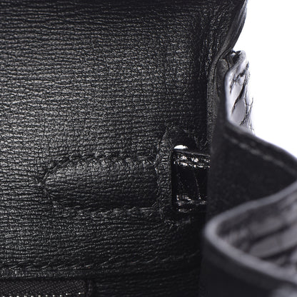 Hermes Shiny Niloticus Crocodile Birkin 25 Black 24 of 36