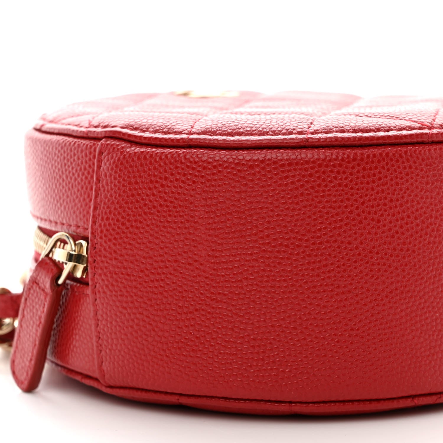 Chanel Caviar Quilted Round Clutch With Chain Red 9 of 12