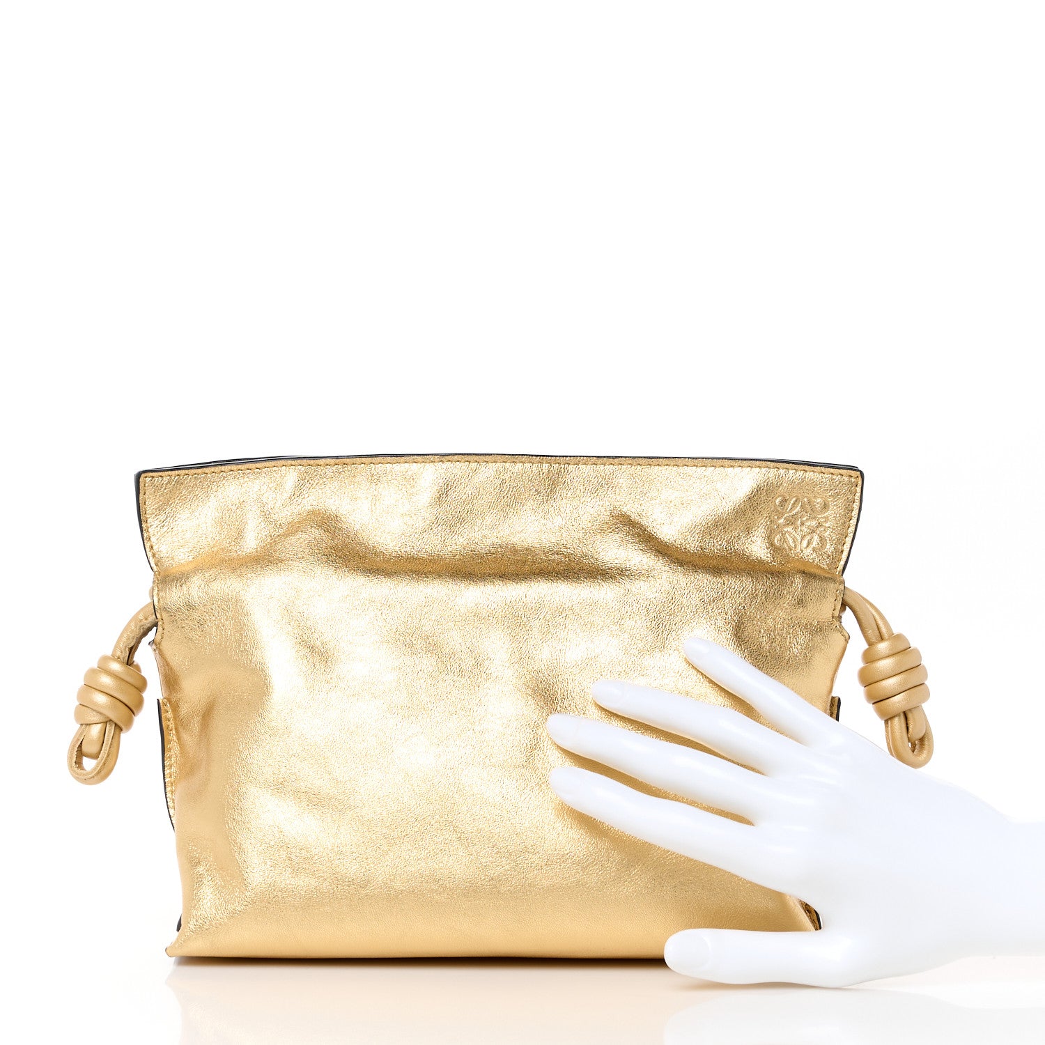 Loewe Metallic Calfskin Mini Chain Flamenco Knot Clutch Gold 2 of 10