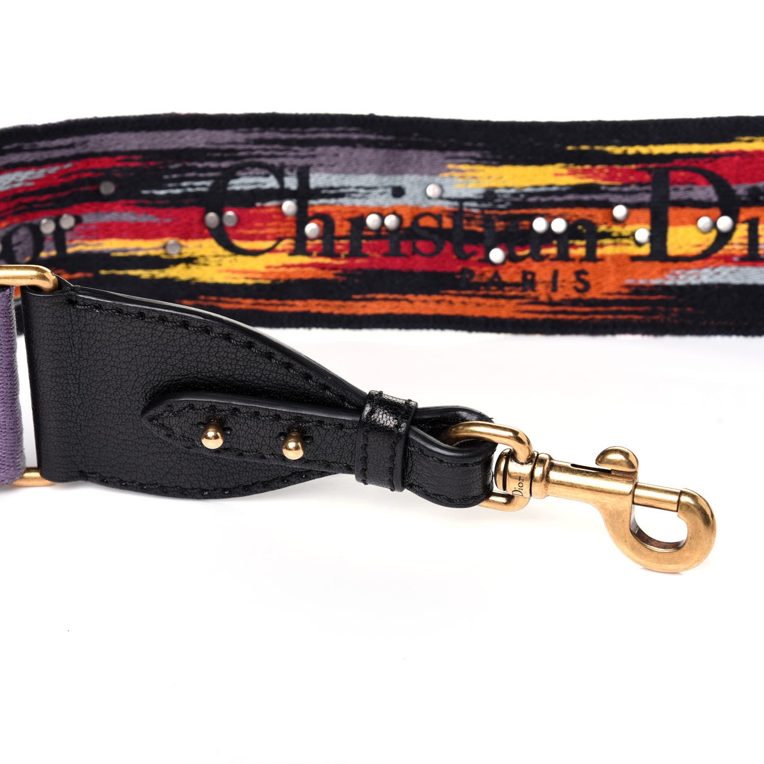 Christian Dior Canvas Embroidered Studded Rainbow Shoulder Strap 4 of 6