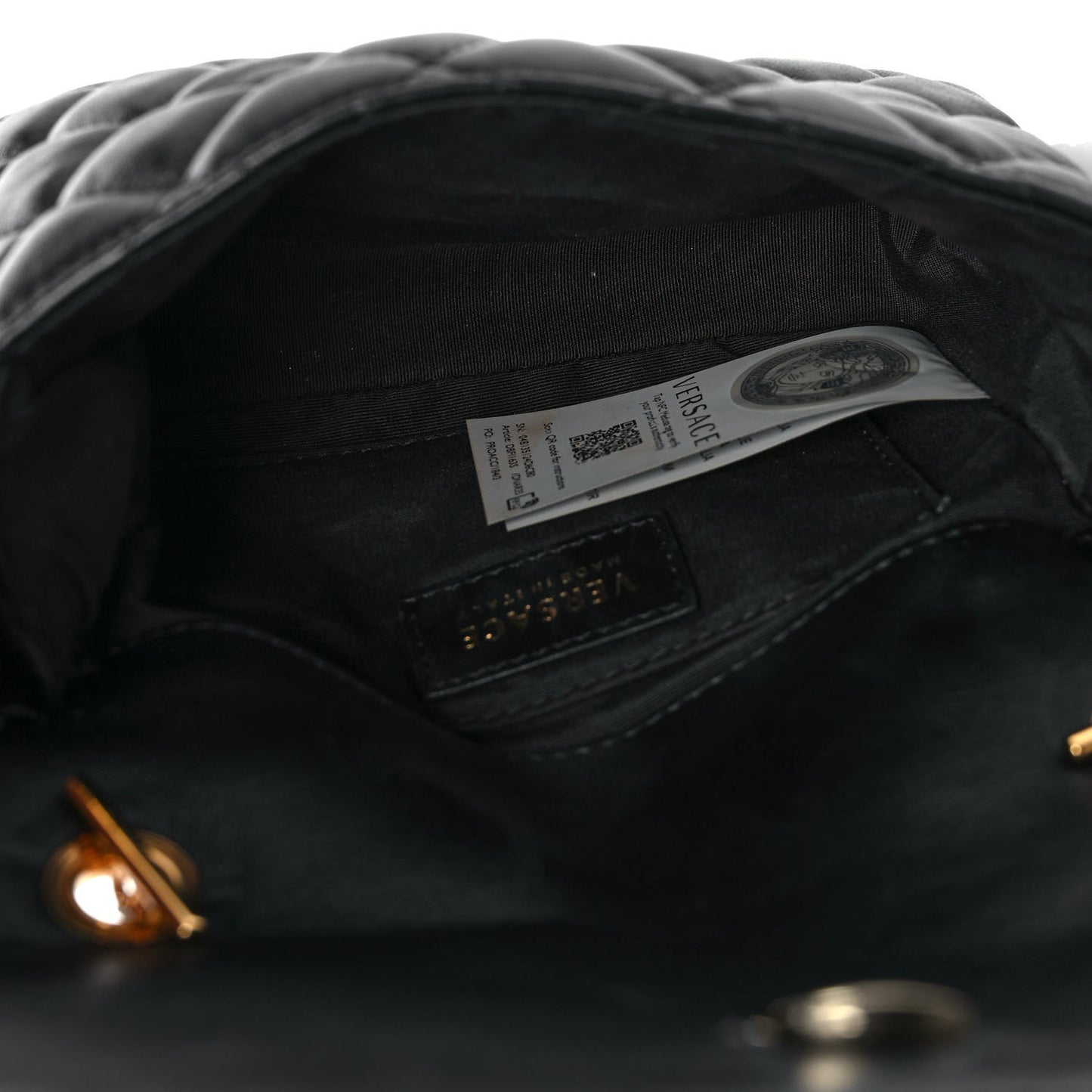 Nappa Quilted Small Medusa Chain Crossbody Black