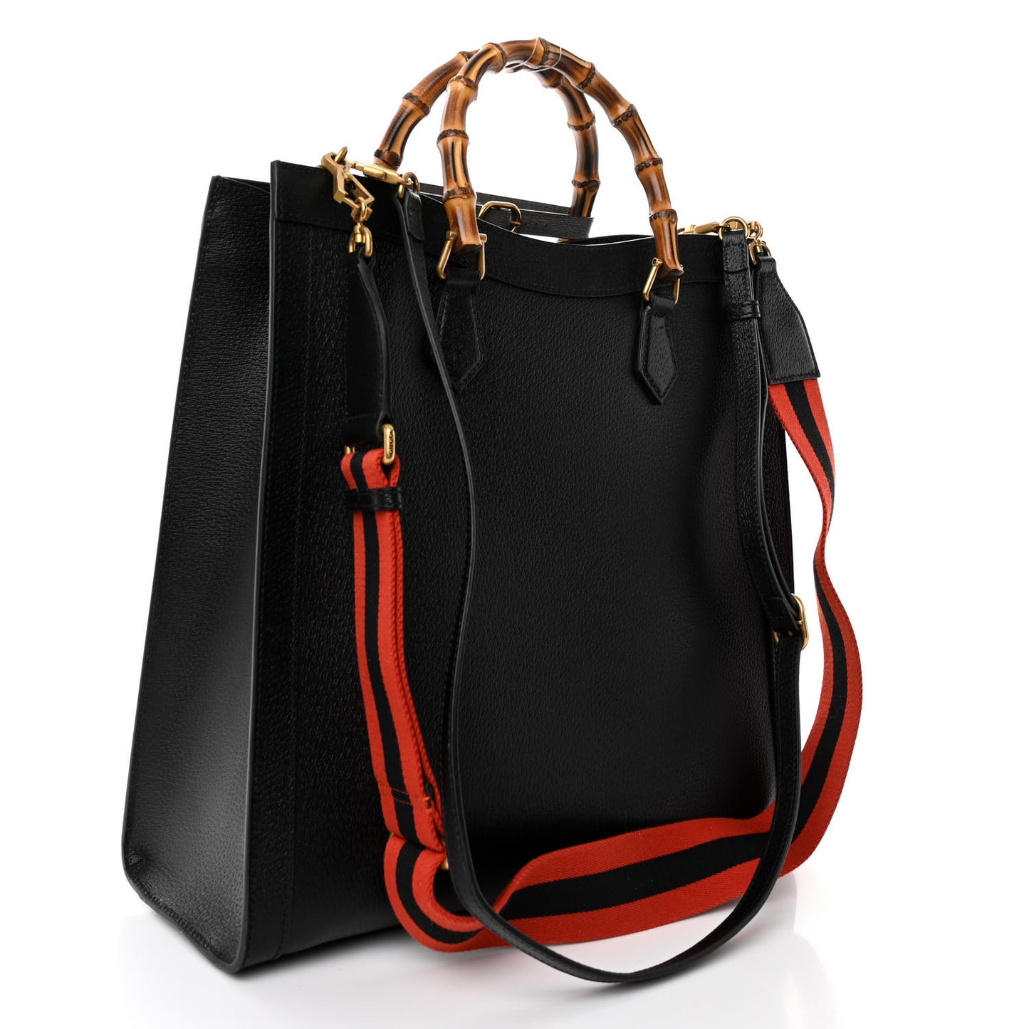 Wonka Grain Calfskin Large Diana Tote Bag Black