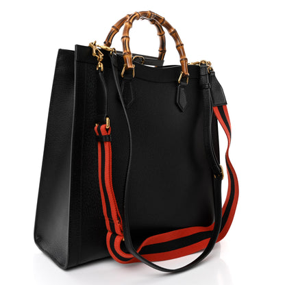 Gucci Wonka Grain Calfskin Large Diana Tote Bag Black 3 of 9
