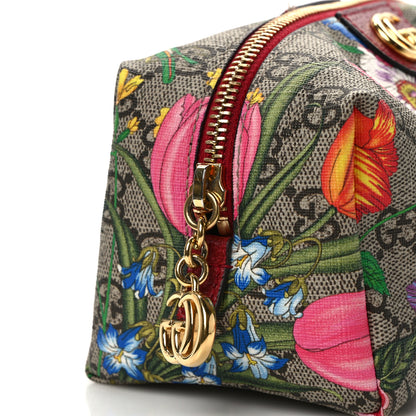 Gucci Soft GG Supreme Monogram Flora Calfskin Medium Ophidia Cosmetic Case Beige Ebony Multicolor Rosso 9 of 9