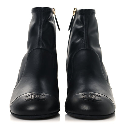 Chanel Stretch Lambskin Cap Toe CC Uniform Short Boots 36 Black 3 of 9