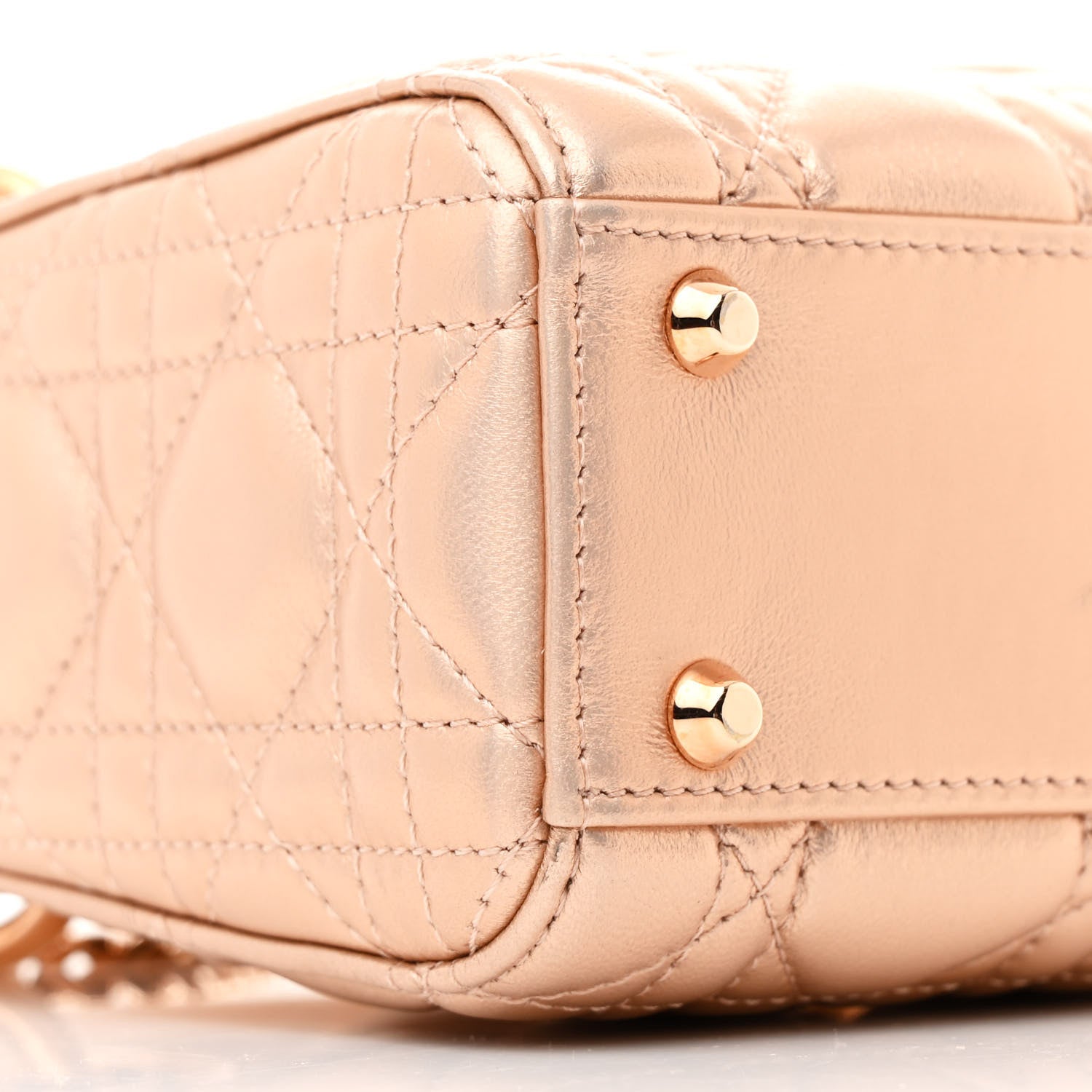 Christian Dior Metallic Lambskin Cannage Mini Lady Dior Gold Rose 9 of 10
