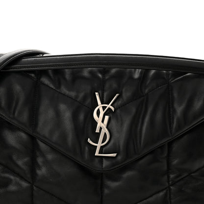 Saint Laurent Lambskin Quilted Medium Loulou Puffer Monogram Chain Satchel Black 8 of 13