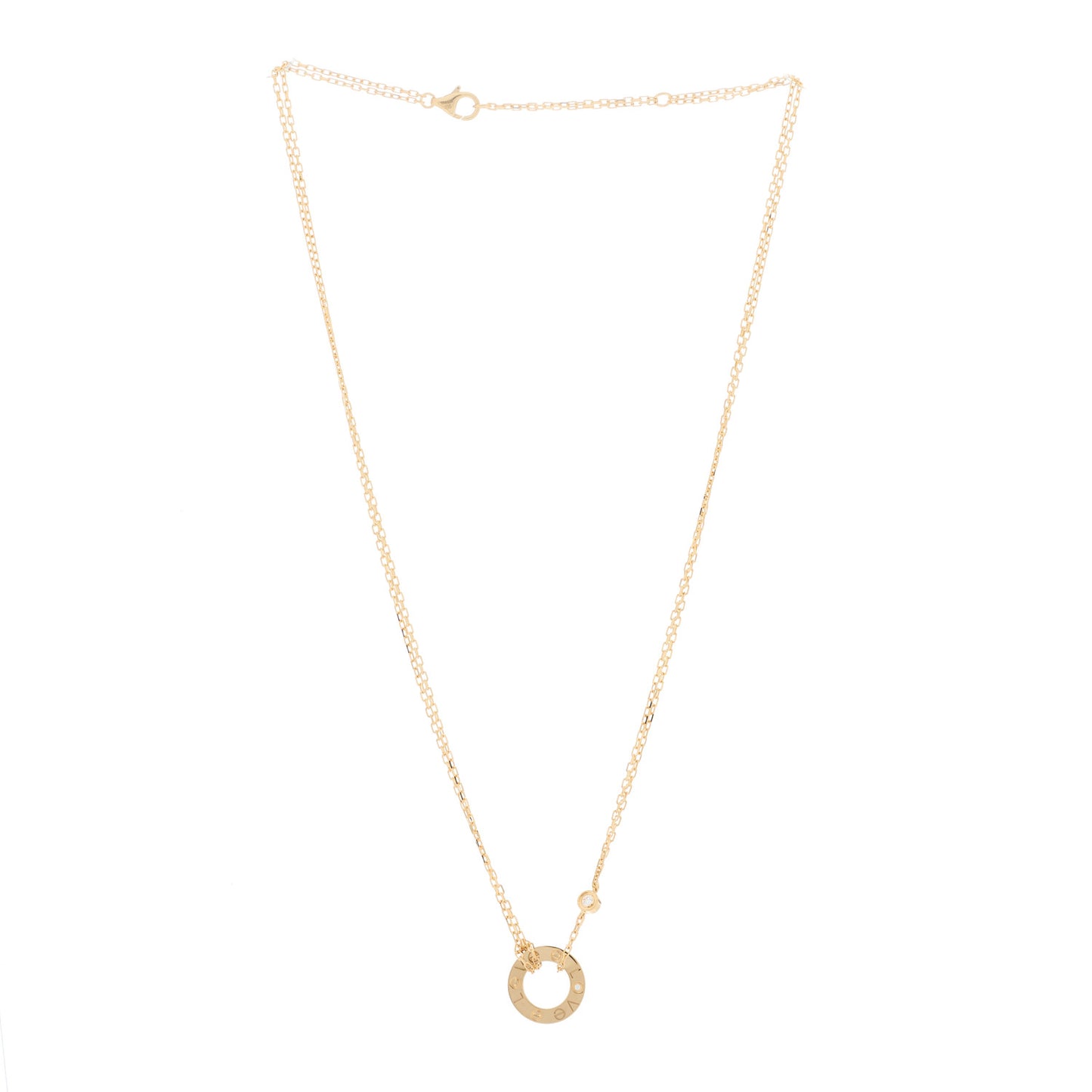 18K Yellow Gold 2 Diamond LOVE Necklace