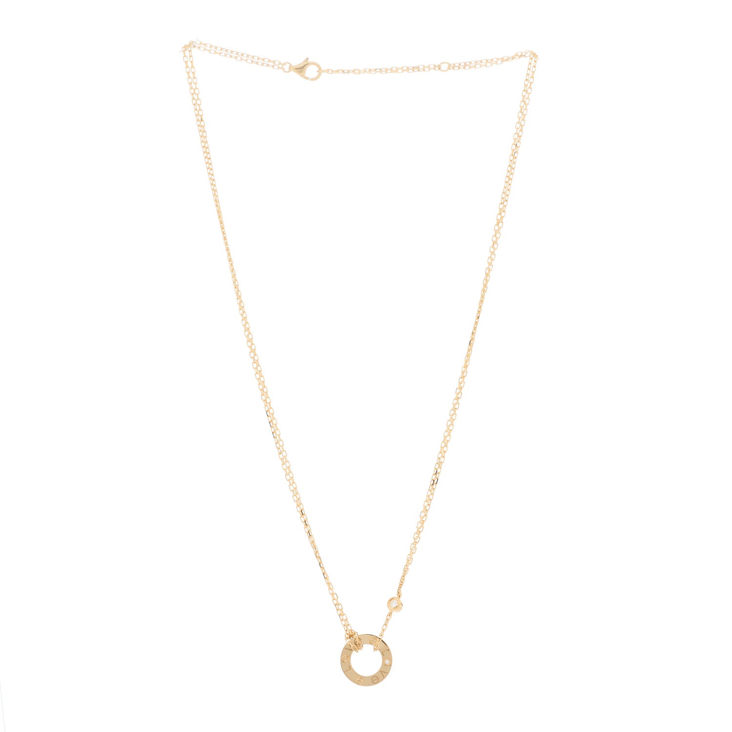 Cartier 18K Yellow Gold 2 Diamond LOVE Necklace 2 of 5
