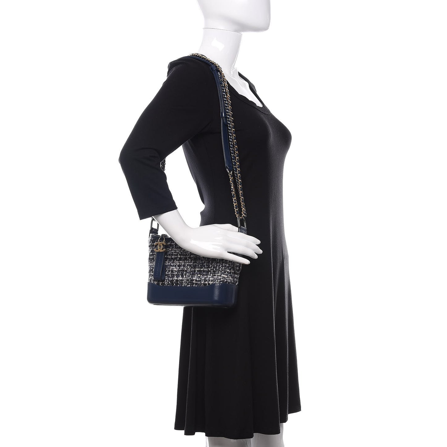 Tweed Calfskin Small Gabrielle Hobo Blue
