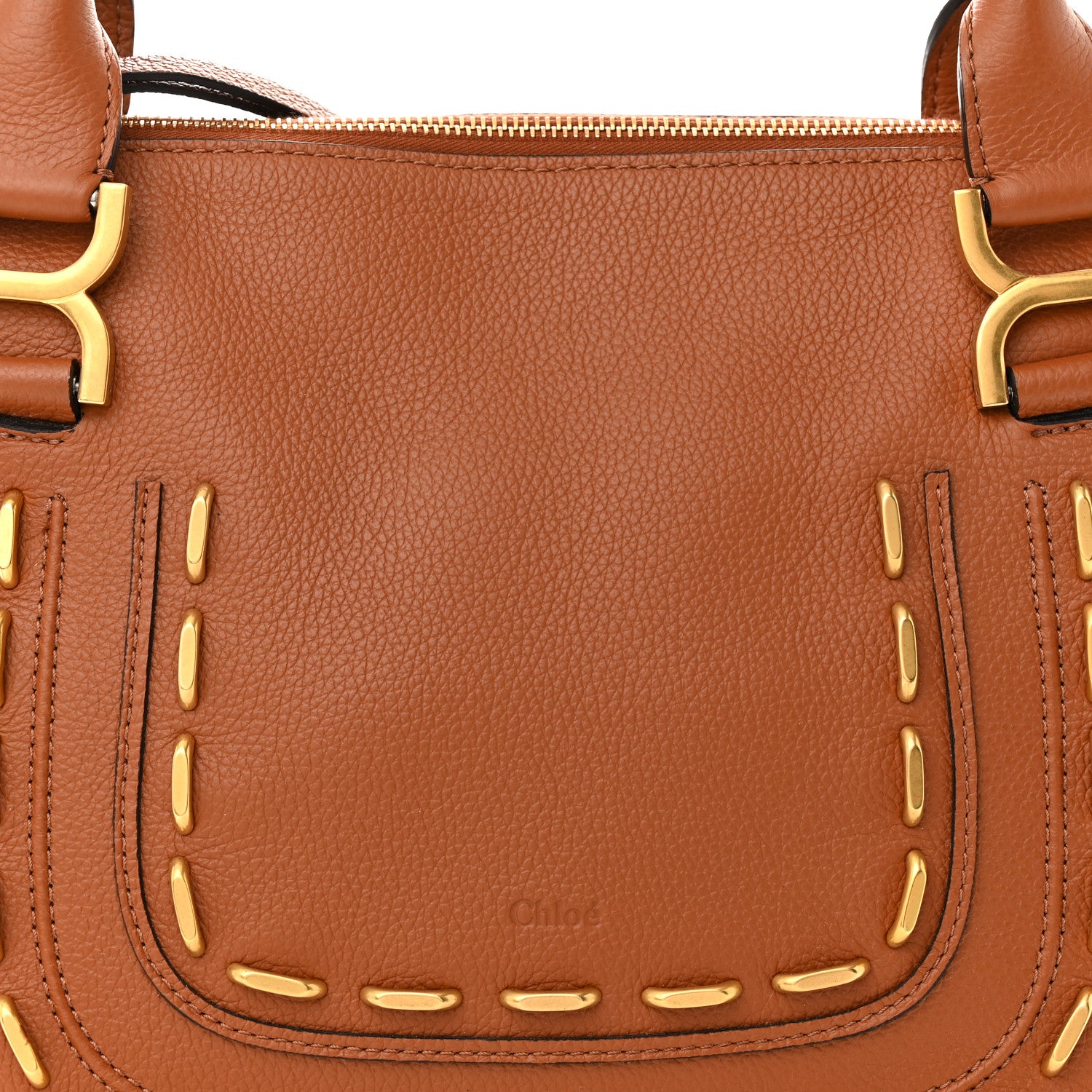Chloe Calfskin Studded Medium Marcie Double Carry Tan 8 of 13