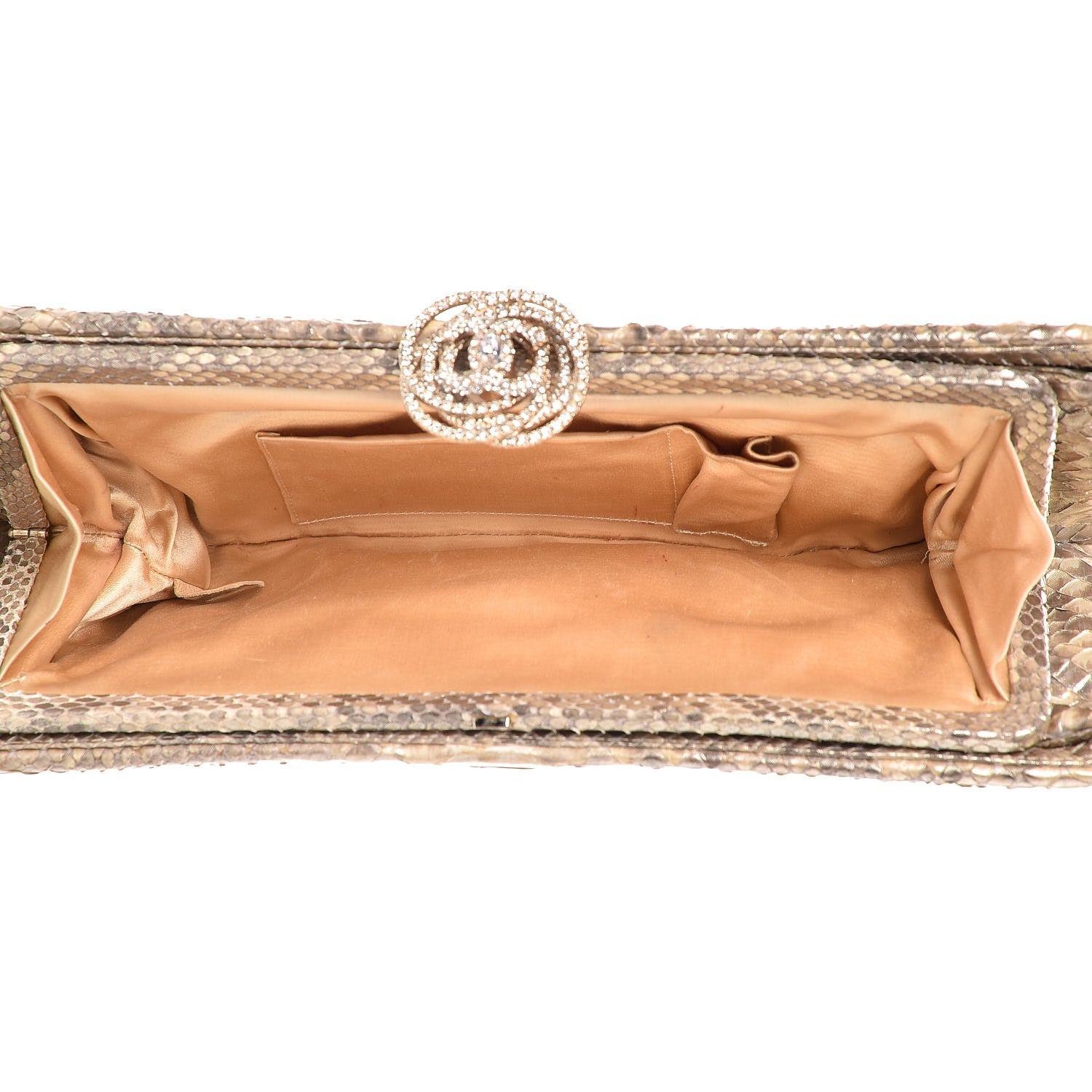 Chanel Metallic Python Crystal CC Clutch Gold 5 of 10