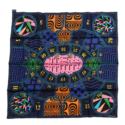 Hermes Silk De Soie Scarf 90 Marine Rose Vif Orange 1 of 4