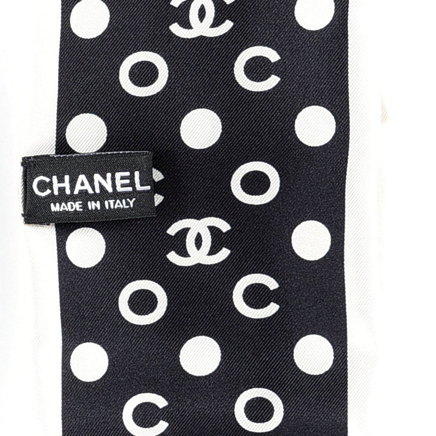 Silk CC Twilly Hair Tie Black White