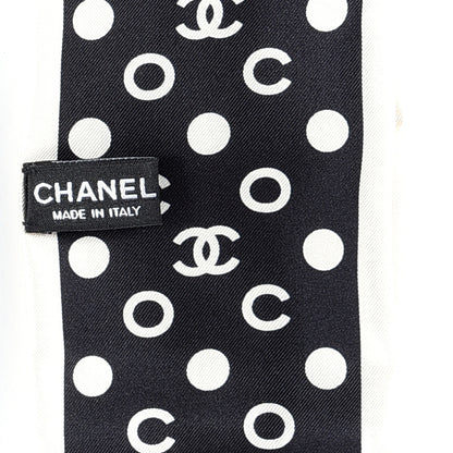 Chanel Silk CC Twilly Hair Tie Black White 4 of 4