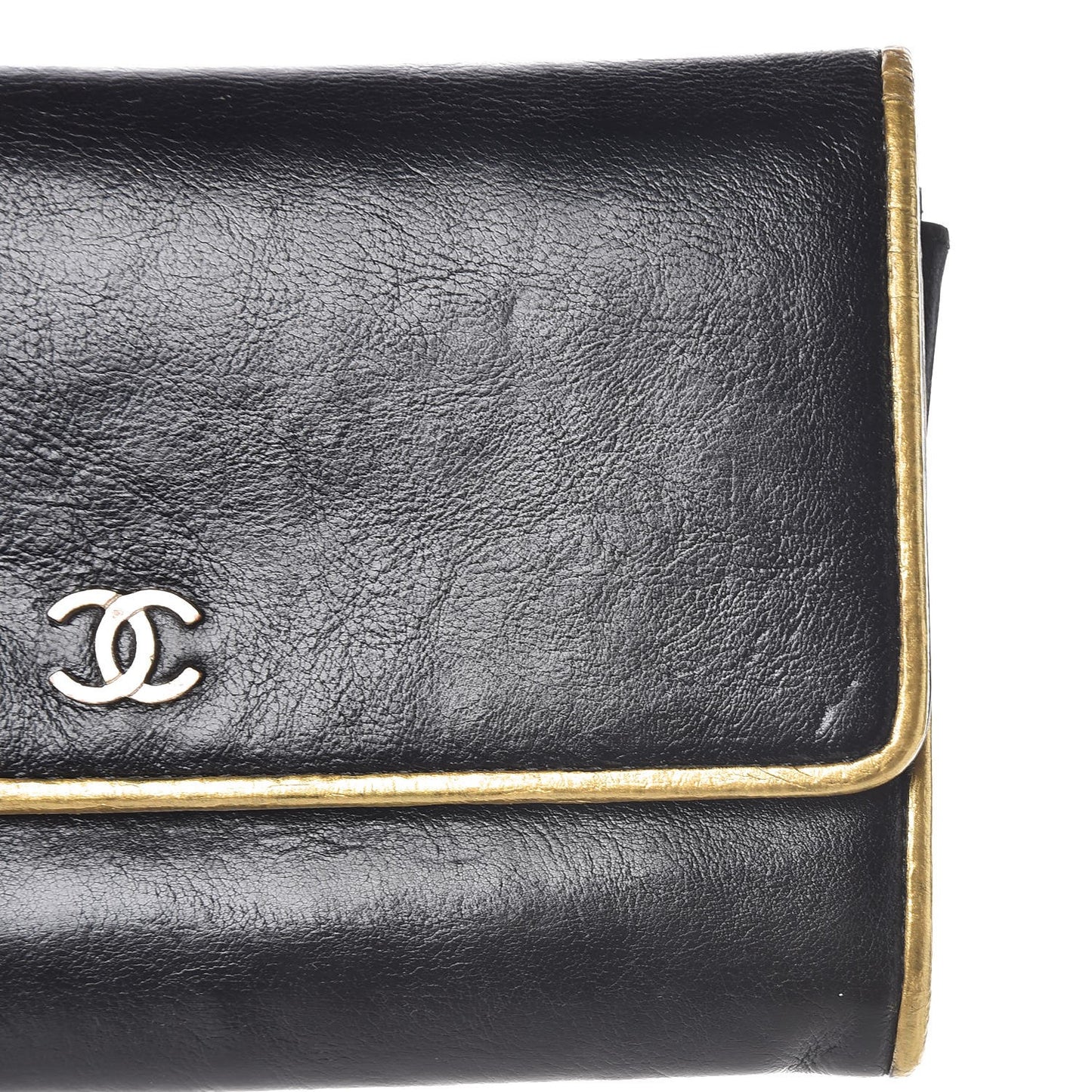 Calfskin CC Flap Wallet Black