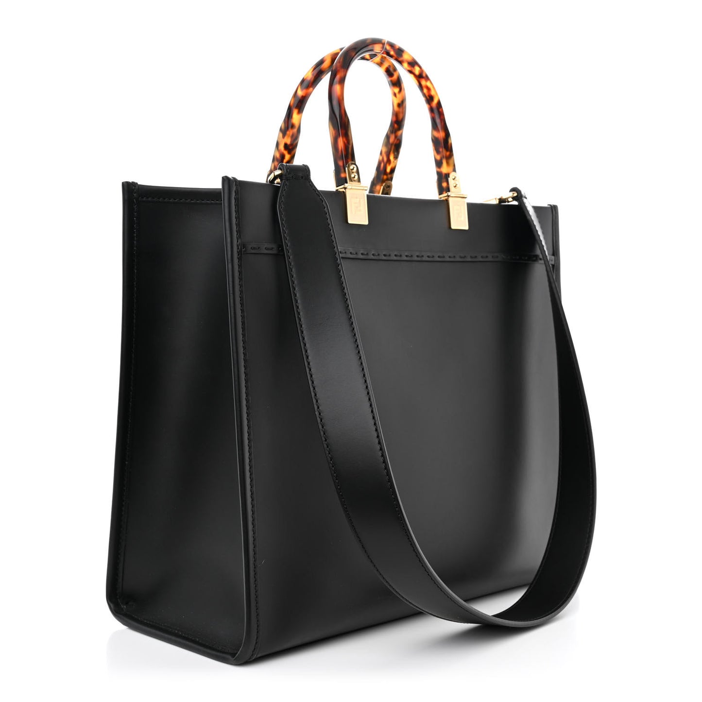 Vitello King Plexiglass Medium Fendi Sunshine Shopper Tote Black
