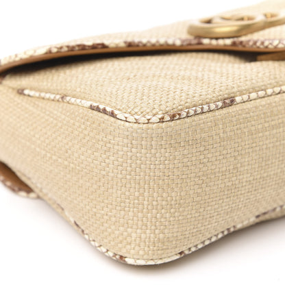Gucci Raffia Elaphe Matelasse Small GG Marmont Shoulder Bag Natural Cream Brown 9 of 10