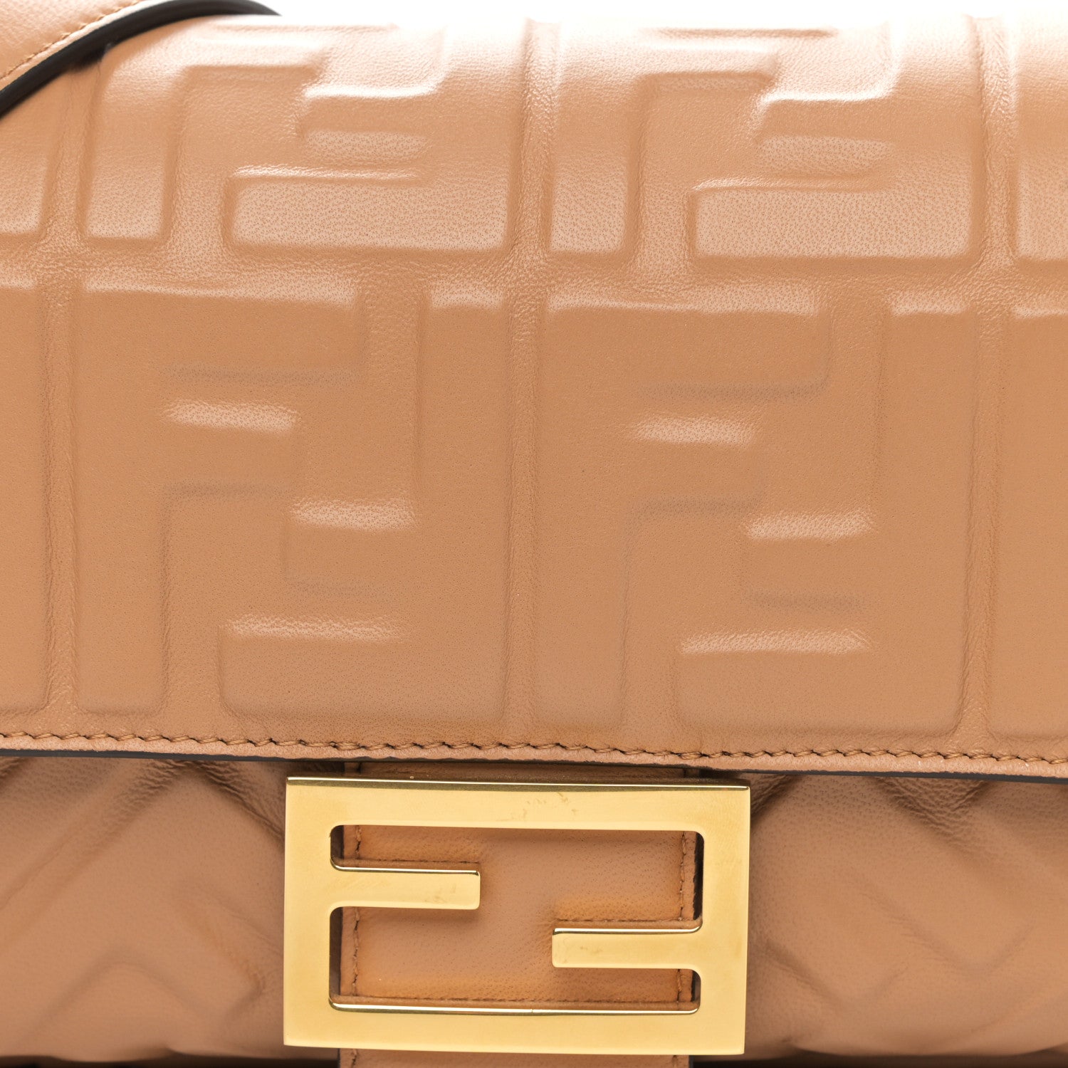 Fendi Nappa FF 1974 Embossed Baguette Miele Scuro 8 of 10
