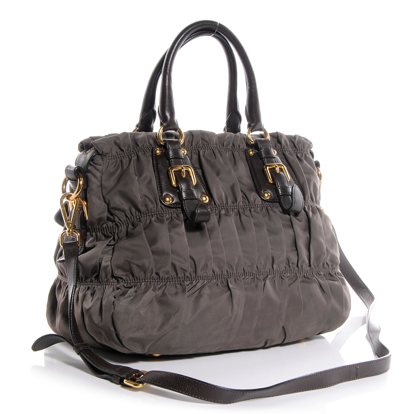 Tessuto Nylon Gaufre Tote Fumo