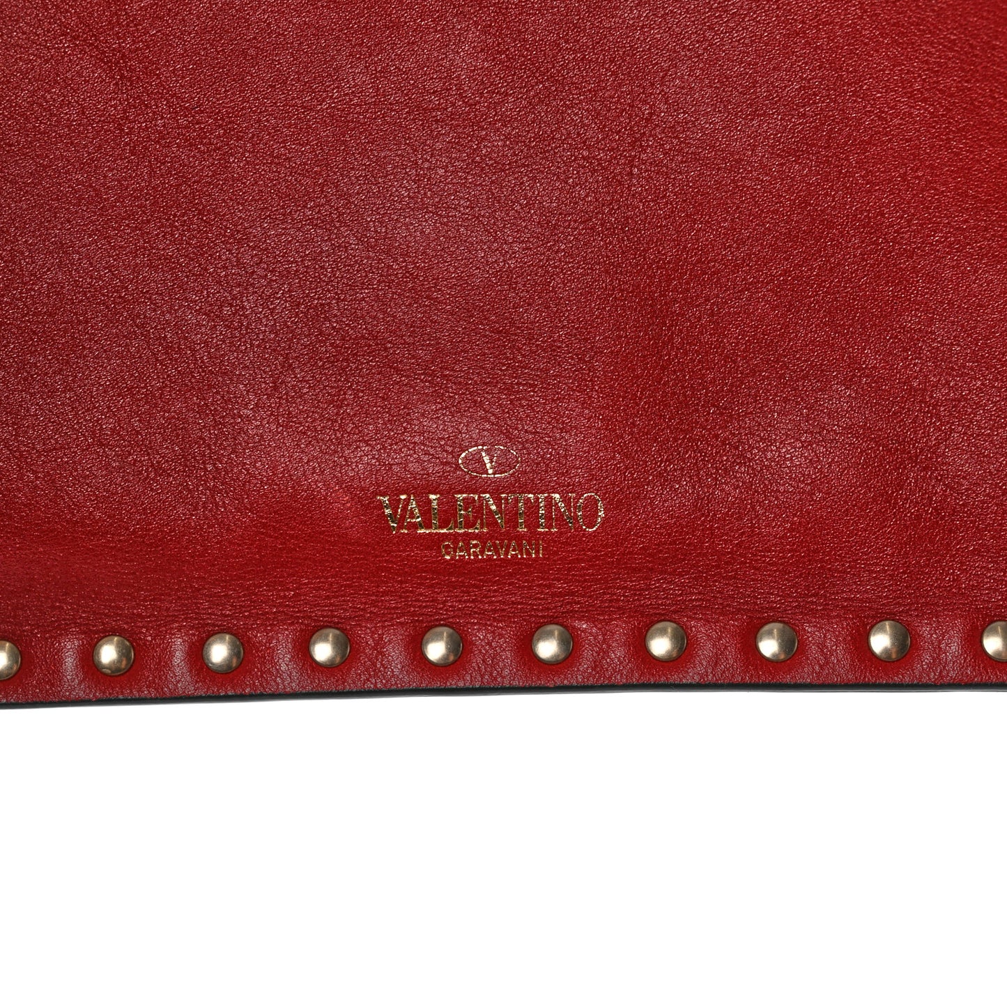 Vitello Large Rockstud Zip Pouch Red