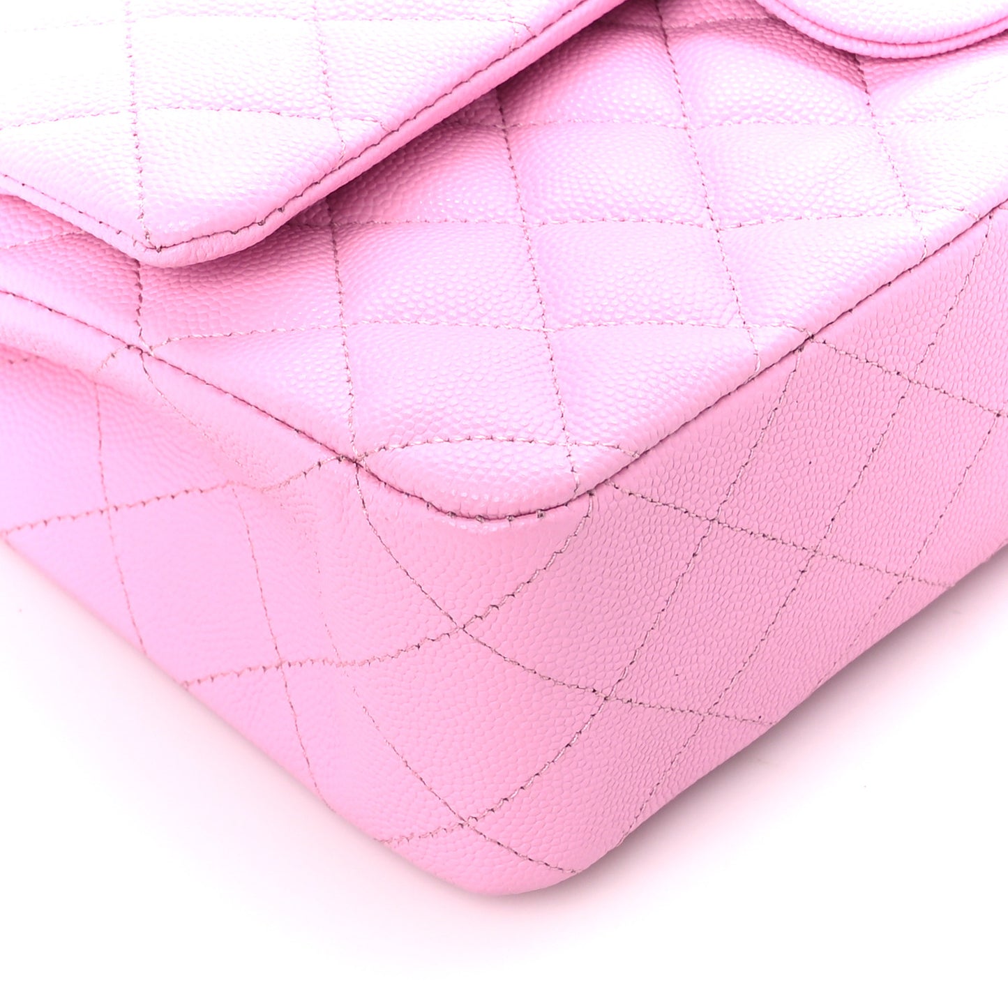 Caviar Quilted Medium Double Flap Pink