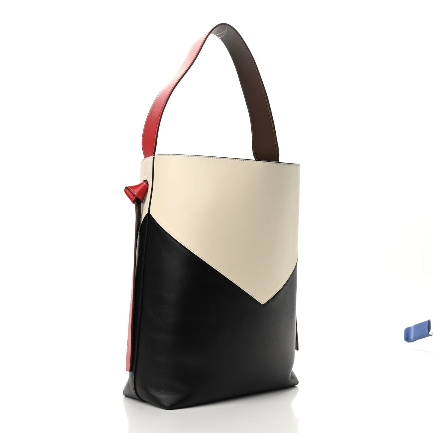 Shiny Smooth Calfskin Twisted Cabas Ivory Black