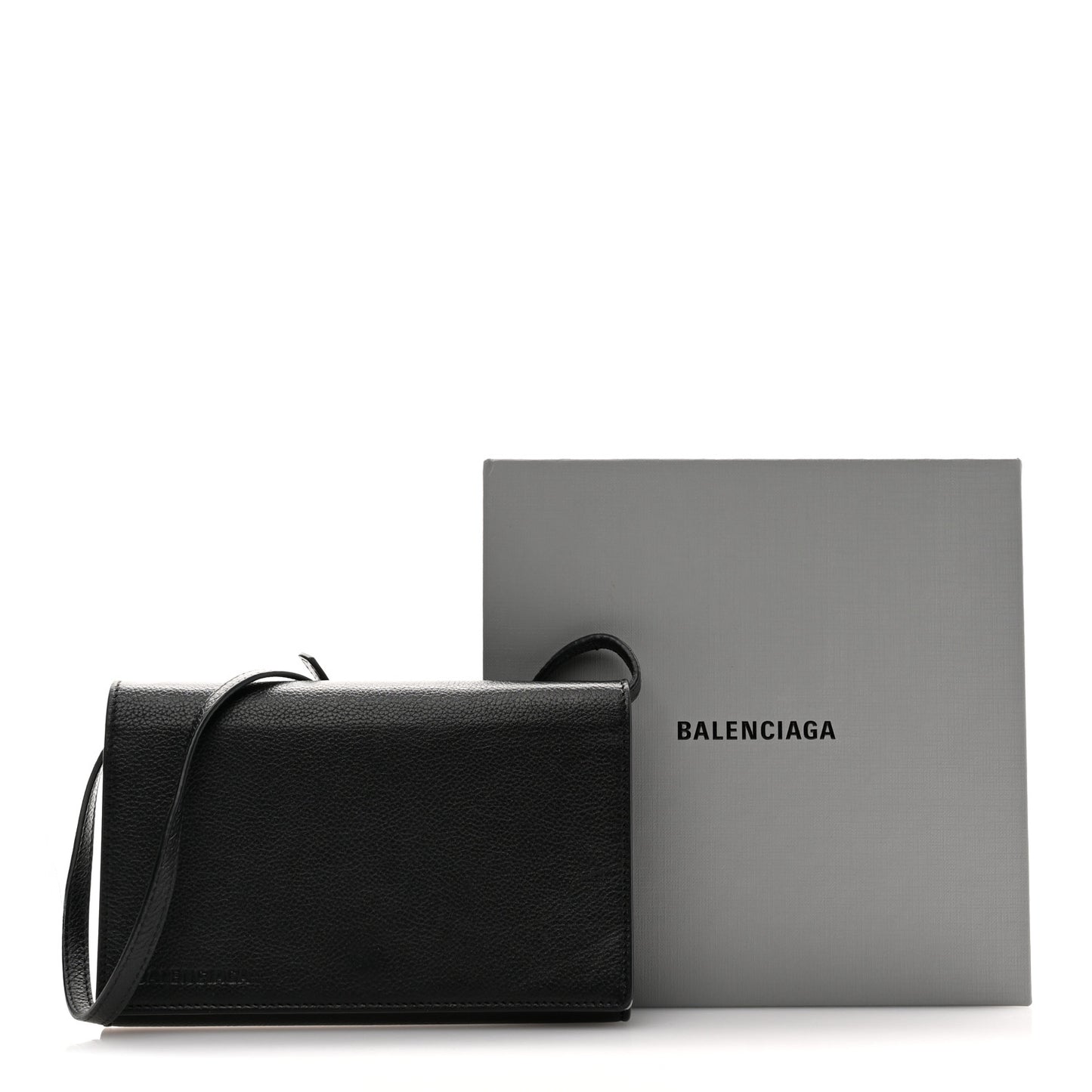 Grained Calfskin Phone Holder Black
