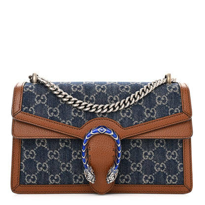 Gucci New Denim GG Monogram Dollar Calfskin Enamel Small Dionysus Shoulder Bag Blue Tea Cuir Epilog Electric Blue 1 of 12