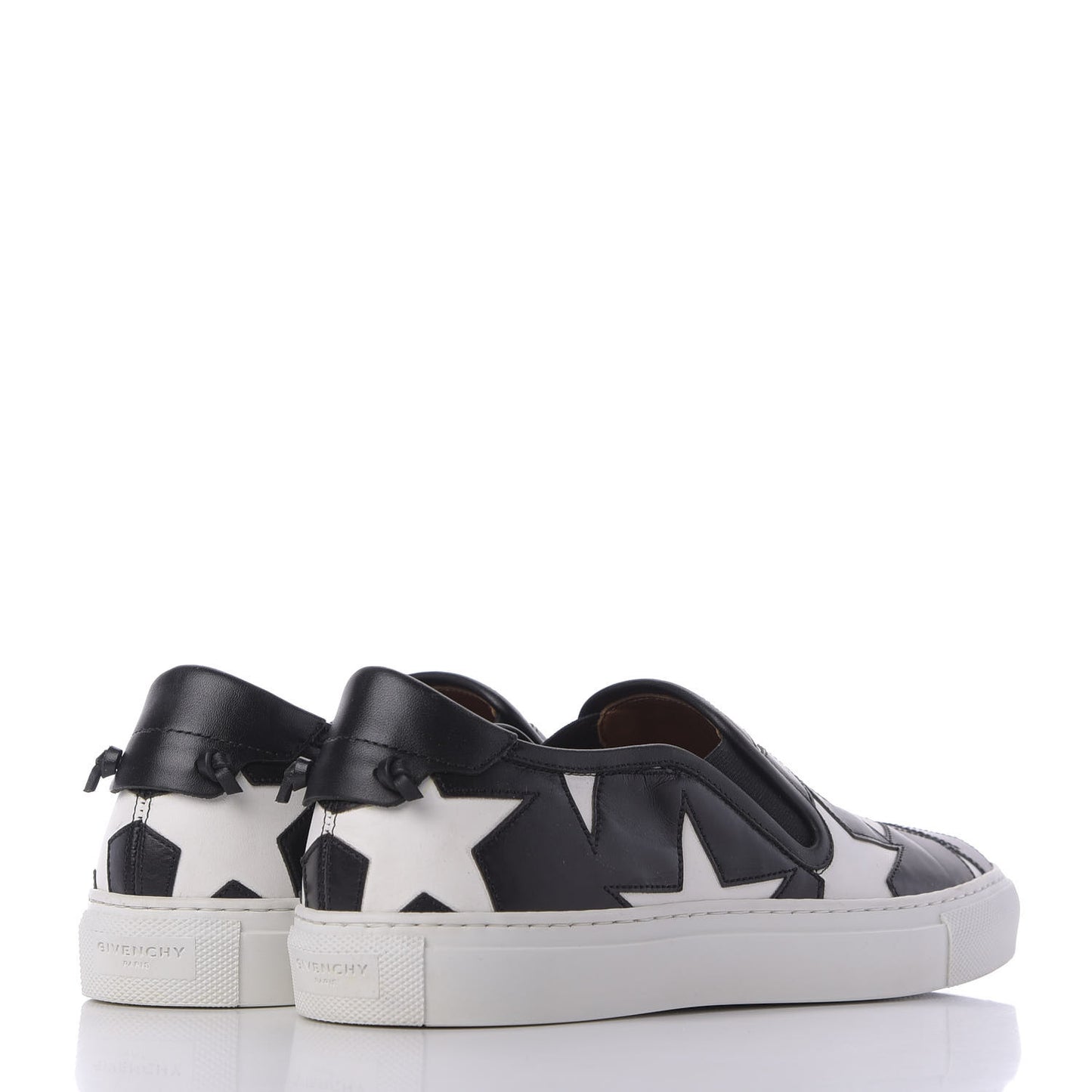 Calfskin Skate Star Print Slip On Sneakers 37.5 Black White
