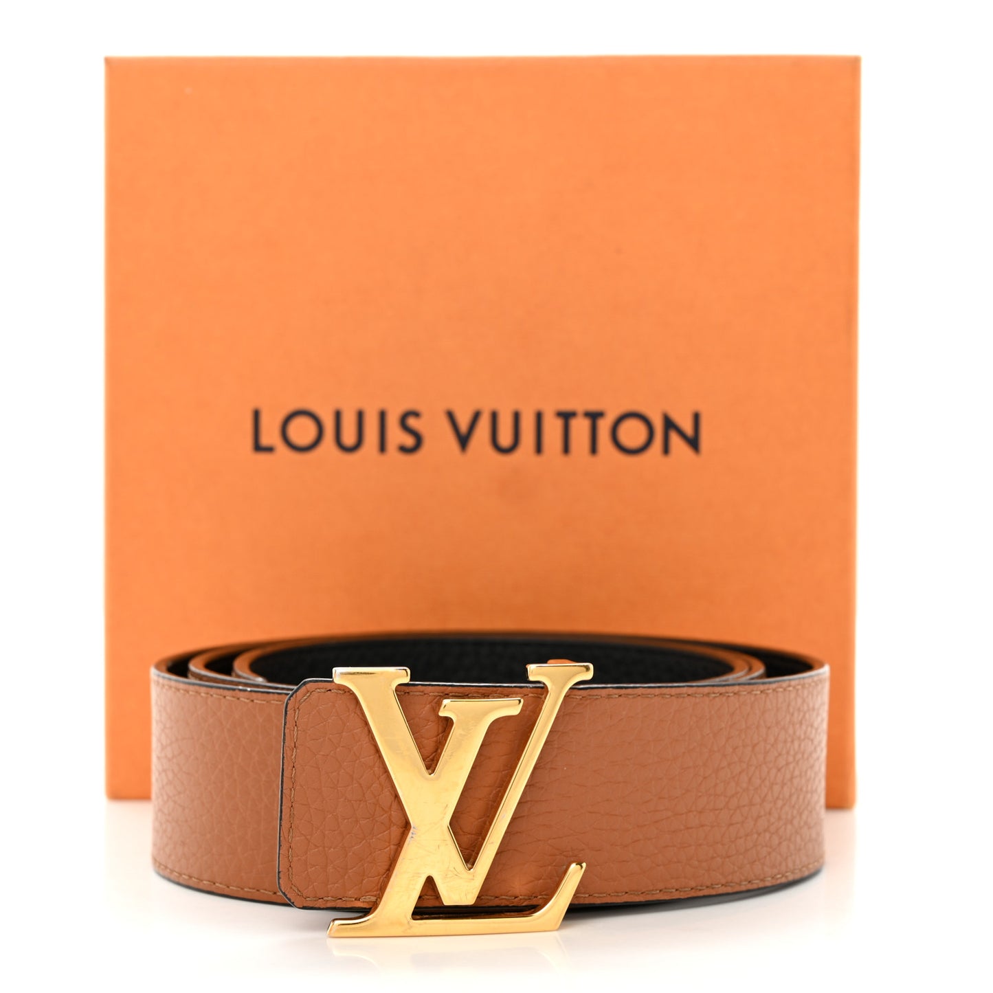 Taurillon Calfskin 30mm LV Initiales Reversible Belt 90 36 Black