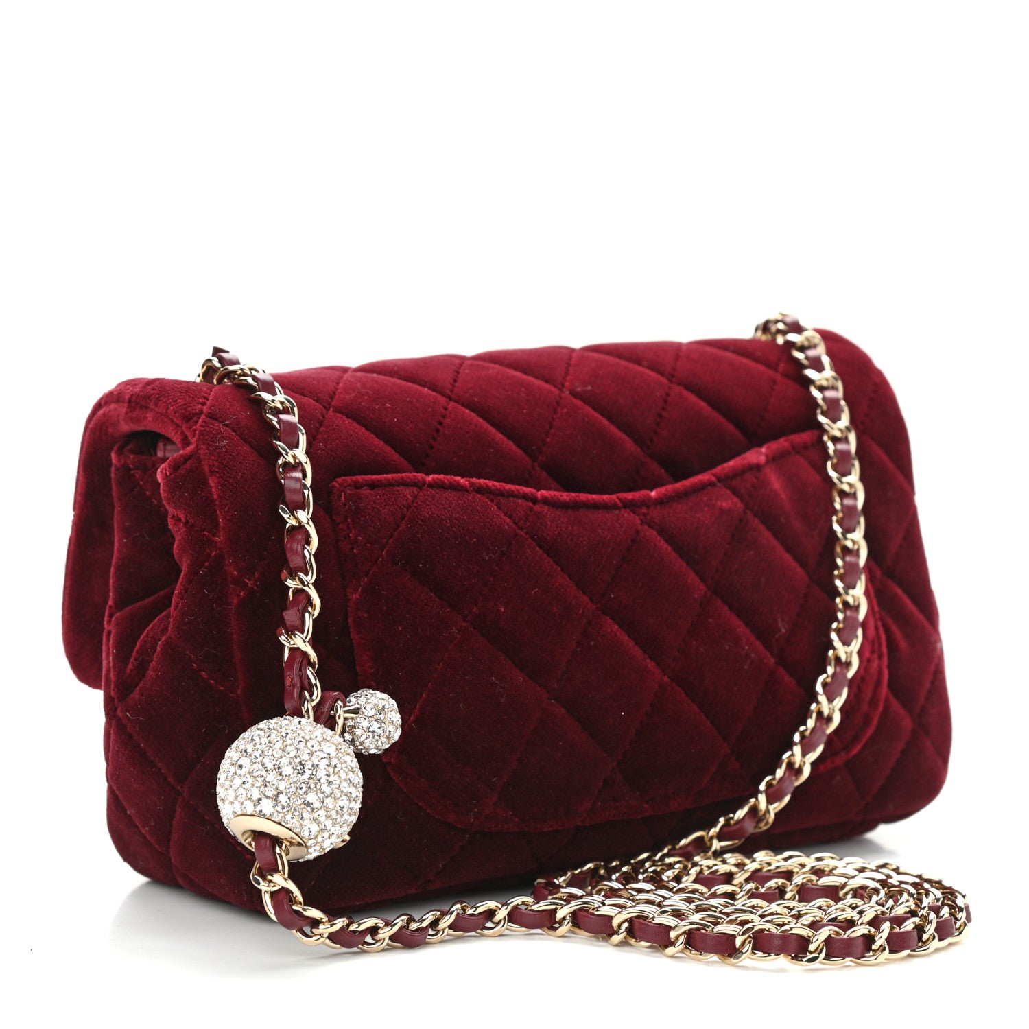 Chanel Velvet Quilted Mini Rectangular Pearl Crush Flap Burgundy 3 of 9