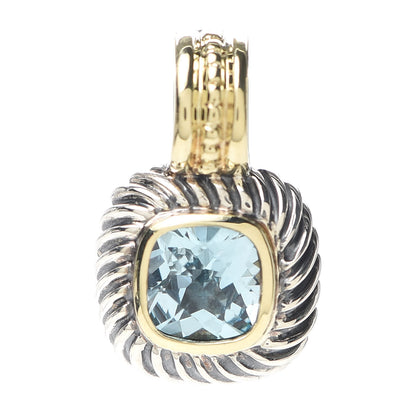 David Yurman Sterling Silver 14K Yellow Gold Blue Topaz 7mm Albion Enhancer Pendant 1 of 3