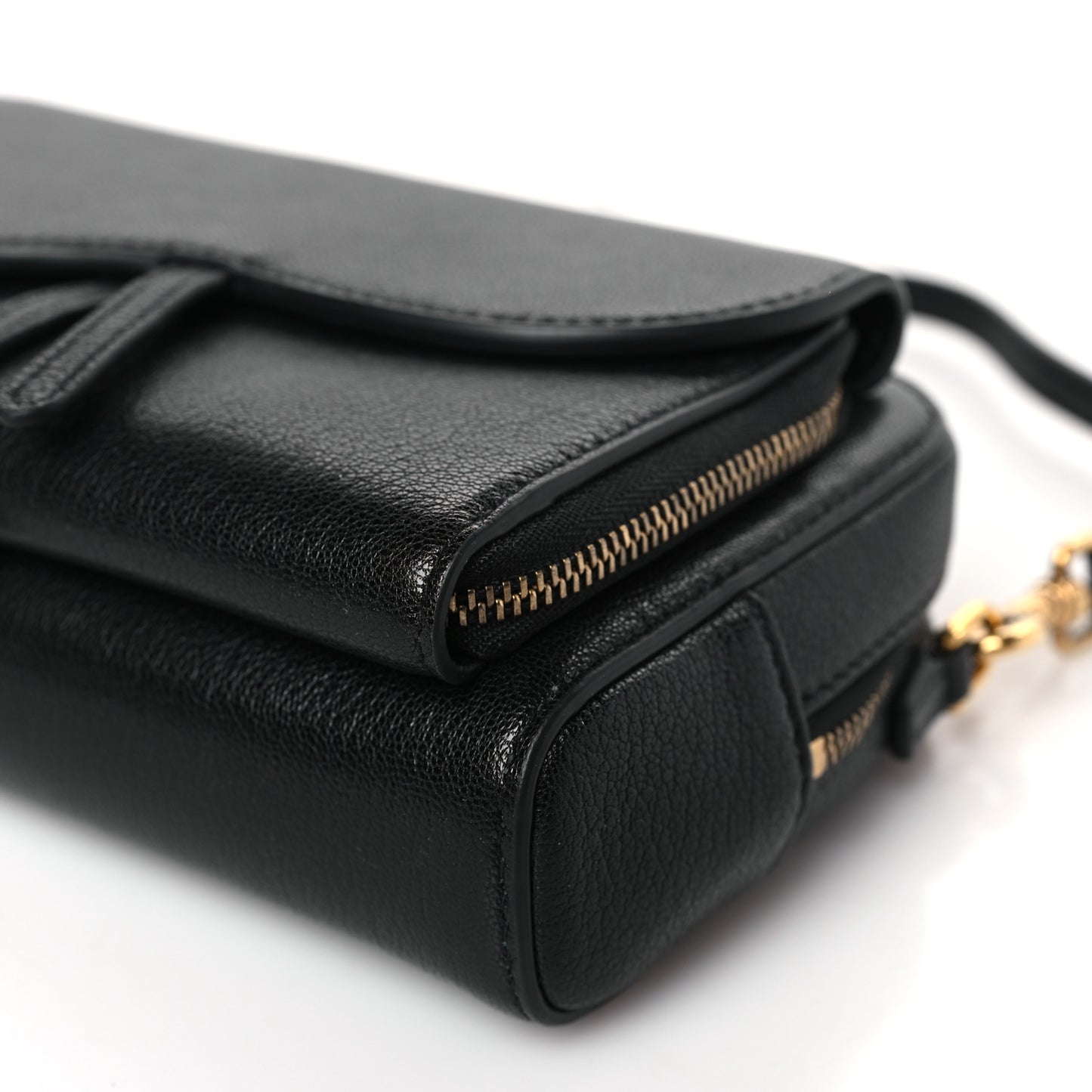 Goatskin Double Saddle Pouch Black