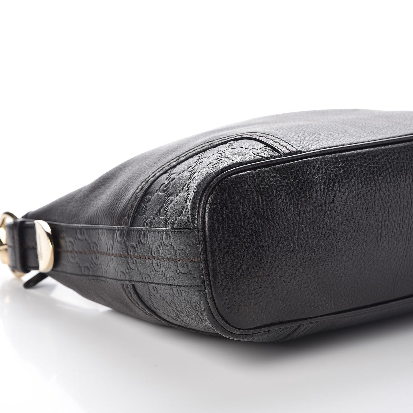 Pebbled Calfskin Guccissima Trim Medium Signoria Hobo Black