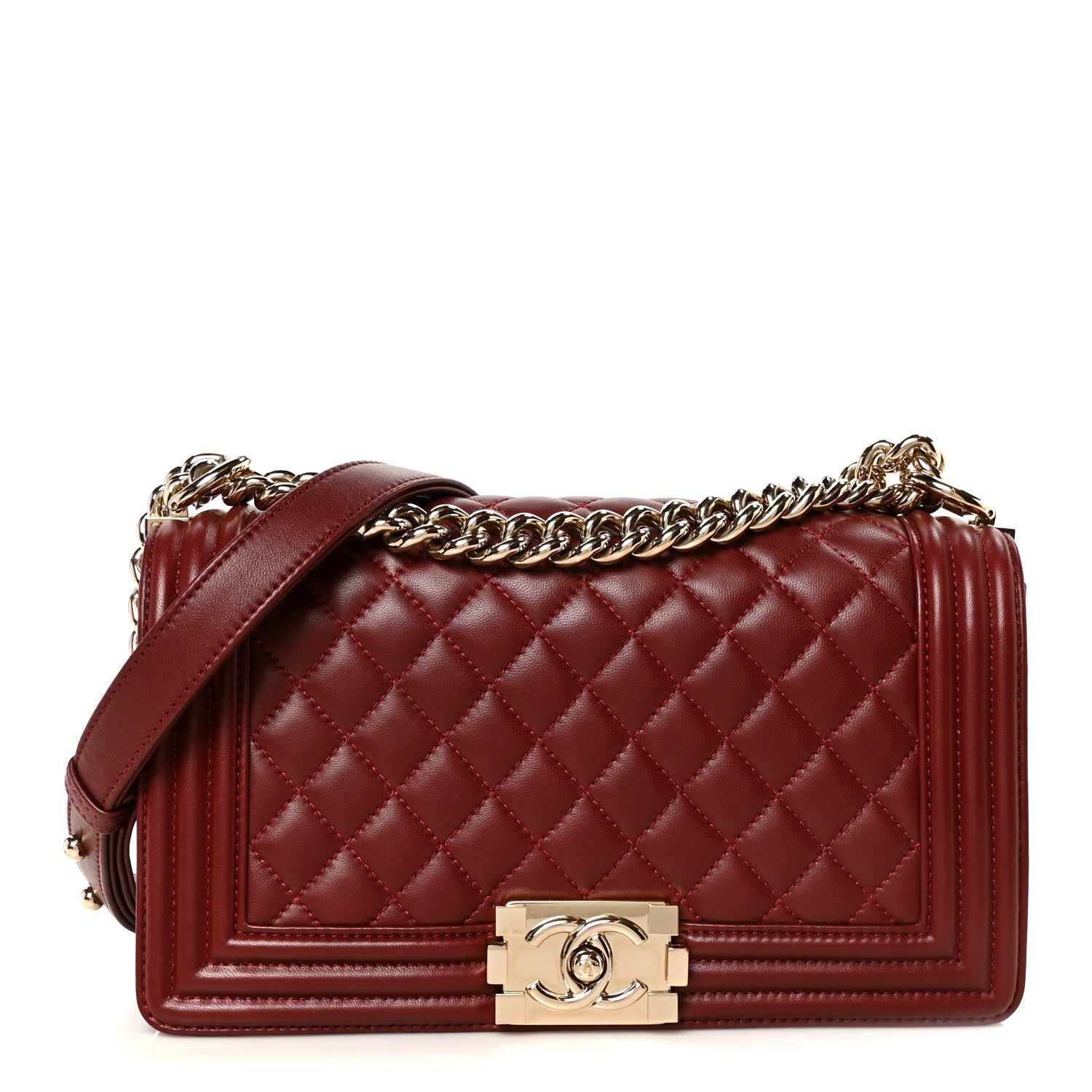 Chanel Lambskin Quilted Medium Boy Flap Burgundy 1 of 10