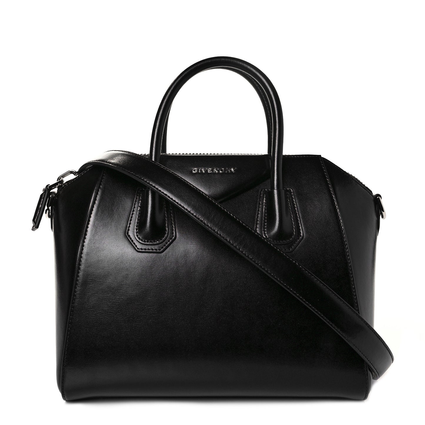 Shiny Lord Calfskin Small Antigona Black