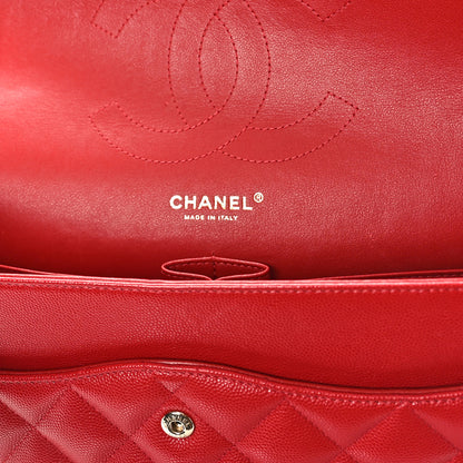 Chanel Caviar Quilted Jumbo Double Flap Red 7 of 10