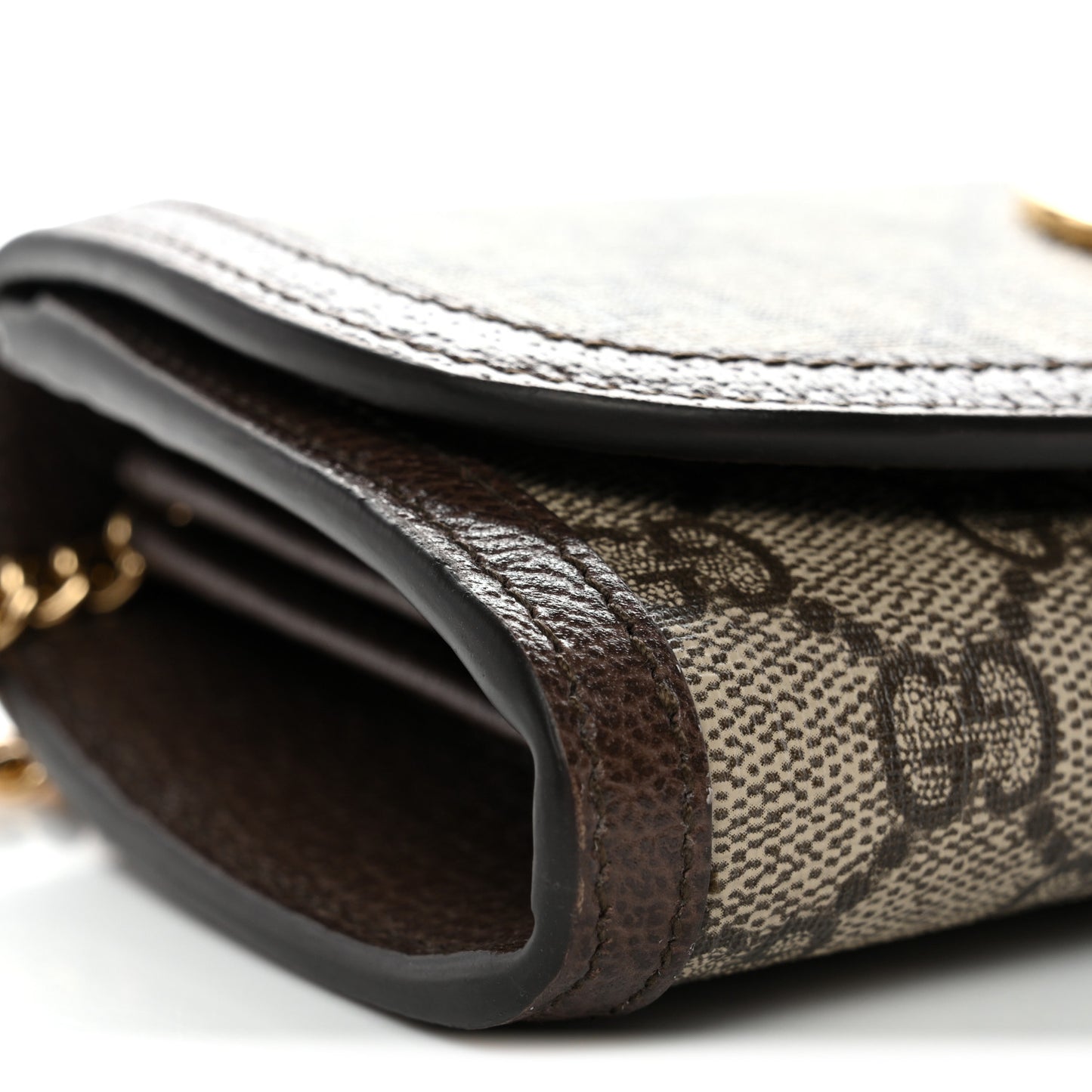 GG Supreme Monogram Textured Dollar Calfskin Blondie Continental Chain Wallet Beige Ebony New Acero