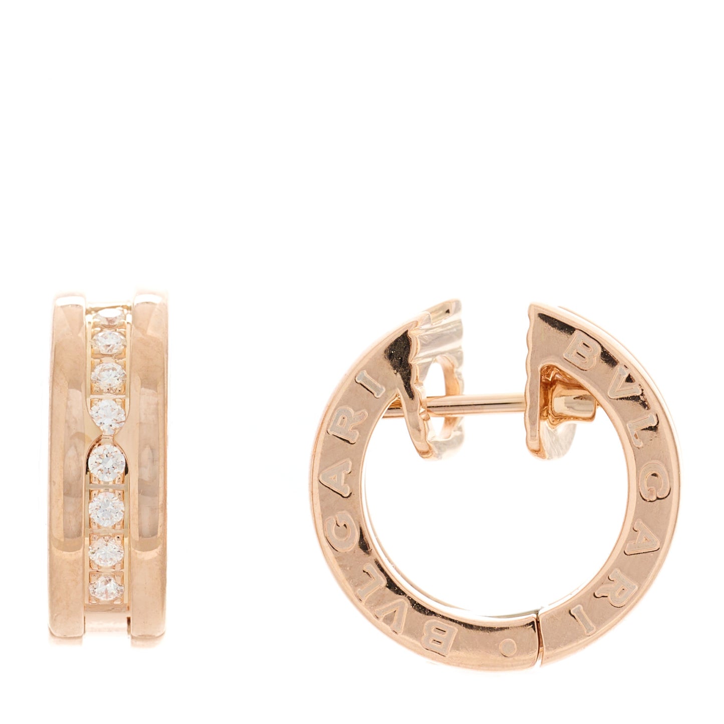 18K Rose Gold Diamond Small B.Zero1 Hoop Earrings