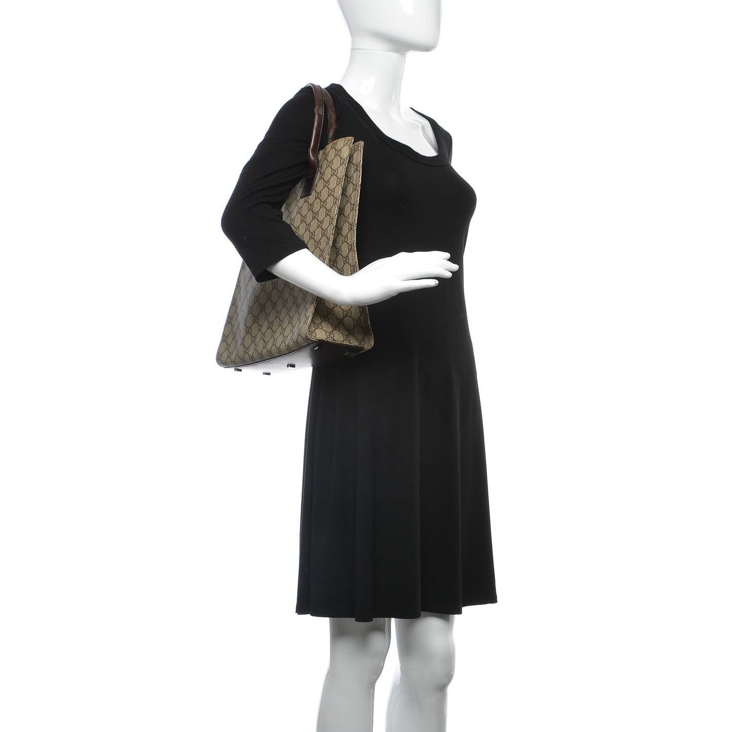 GG Plus Monogram Small Vertical Tote Dark Brown