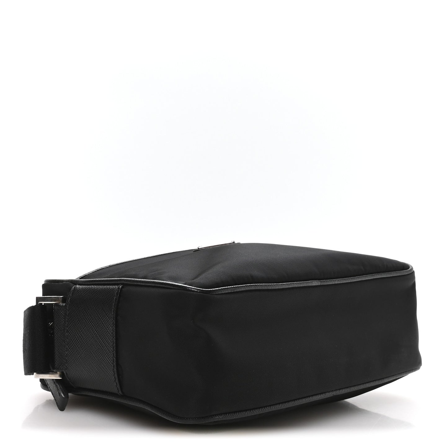 Re-Nylon Vela Saffiano Pocket Double Zip Shoulder Bag Black