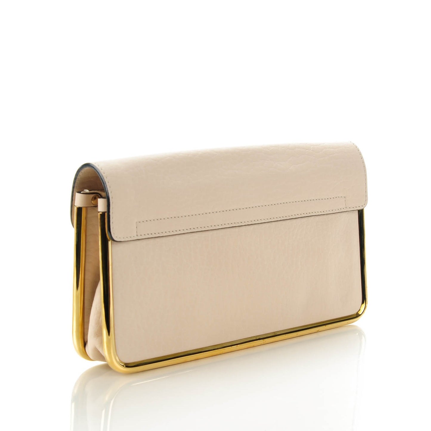 Grained Calfskin Sally Clutch Beige