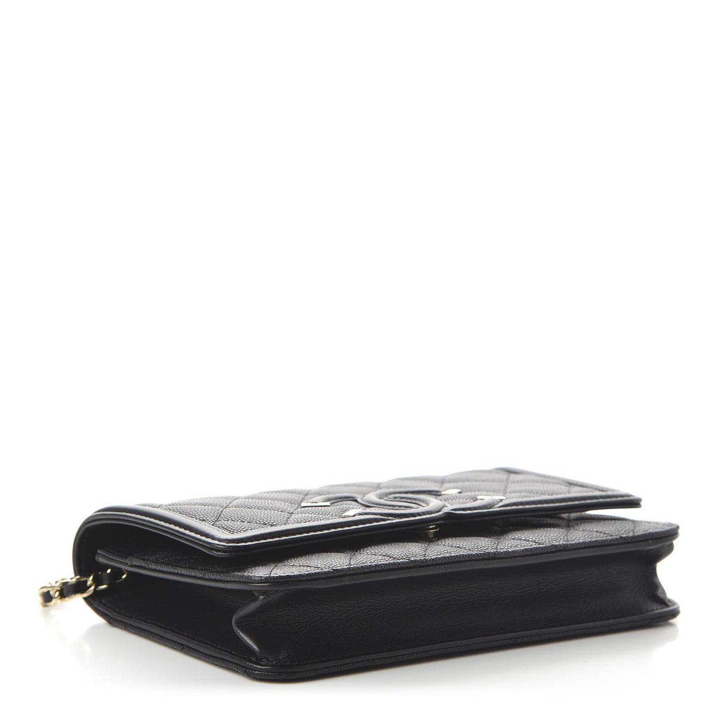 Caviar Quilted CC Filigree Wallet On Chain WOC Black