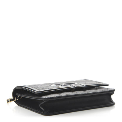 Chanel Caviar Quilted CC Filigree Wallet On Chain WOC Black 4 of 12