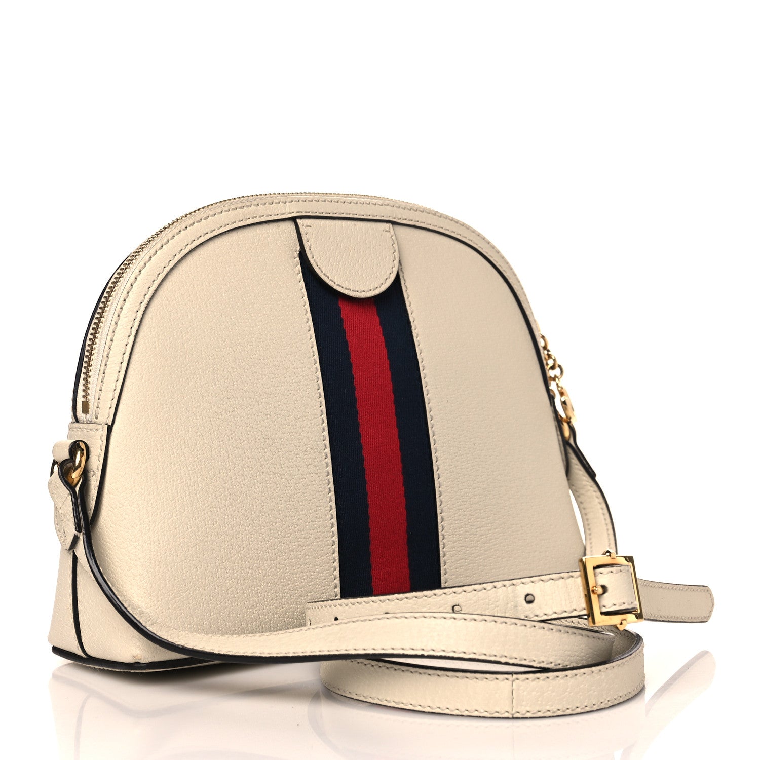 Gucci Textured Dollar Calfskin Web Small Ophidia Dome Shoulder Bag Mystic White 5 of 12