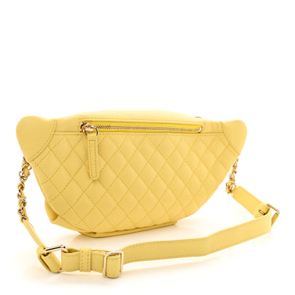 Chanel Crumpled Glazed Lambskin Quilted Waist Bag Fanny Pack Yellow 3 of 12