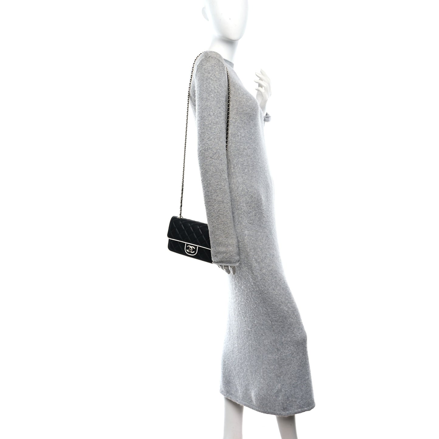 Lambskin Quilted Resin CC Mini Flap Bag Black White
