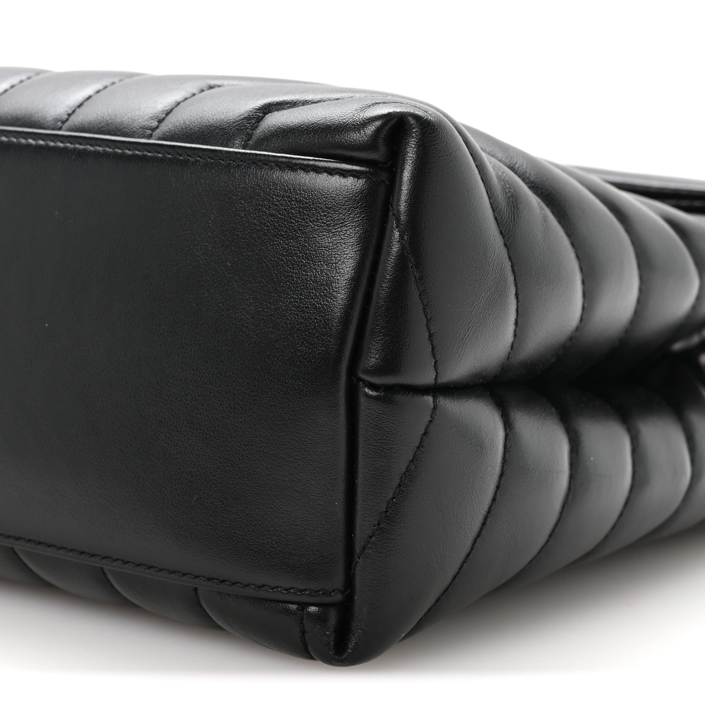 Calfskin Y Quilted Monogram Medium Loulou Chain Satchel Black